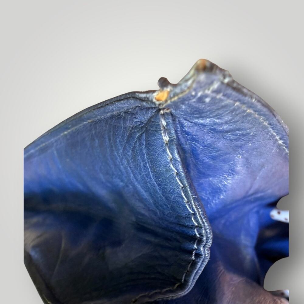 Vintage Charles Jourdan Paris France Colorblock Leather Shoulder Bag Blue - Picture 6 of 15